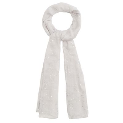 Light grey sequin embellished scarf